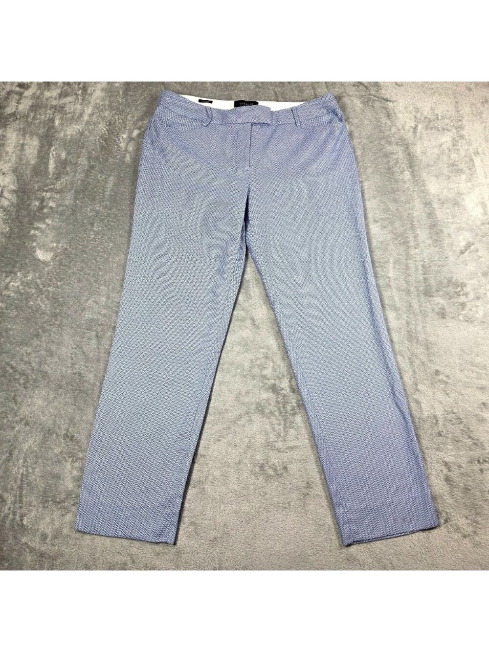 Talbots Pants 10 Blue White Hampshire Geo Floral Print Office Preppy Trousers